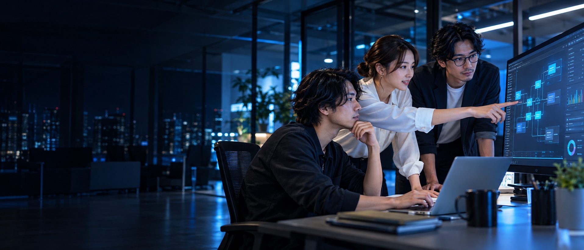 チームがWebと自動化の仕組みを設計している様子